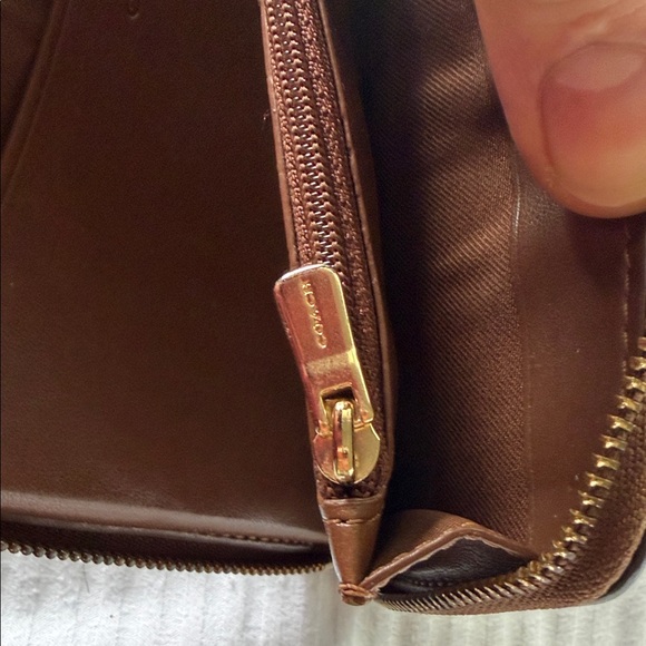 Coach Brown Signature Canvas Zip Wristlet - Picture 10 of 12